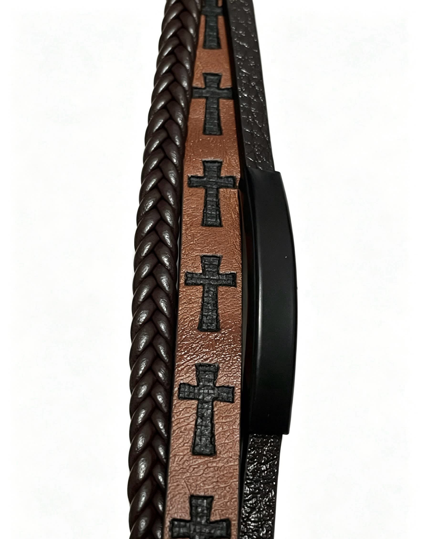 Chrome Hearts Men's Leather Bracelet with Cross Design